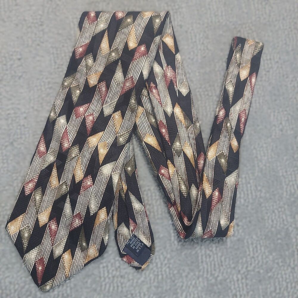 VTG JOS A BANK Premier Collection Geo Hand Swen All Silk Tie Italy 57" - Picture 2 of 8